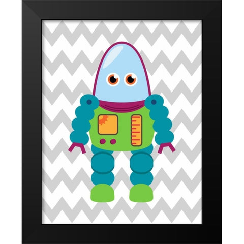 Robot Chevron V Black Modern Wood Framed Art Print by Robinson, Tamara