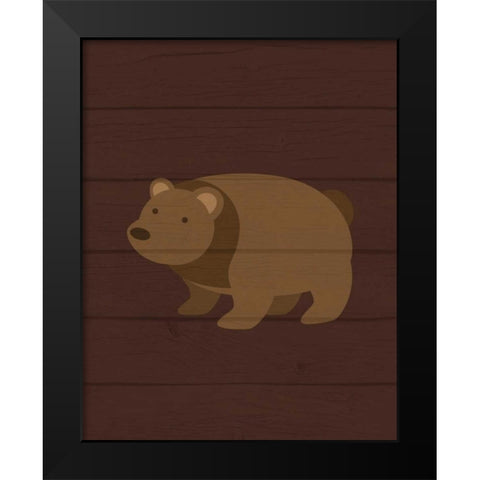 Woodland Bear Black Modern Wood Framed Art Print by Robinson, Tamara