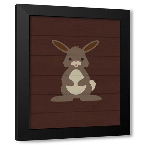 Woodland Bunny Black Modern Wood Framed Art Print by Robinson, Tamara