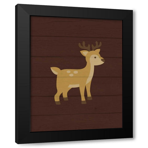 Woodland Deer Black Modern Wood Framed Art Print by Robinson, Tamara