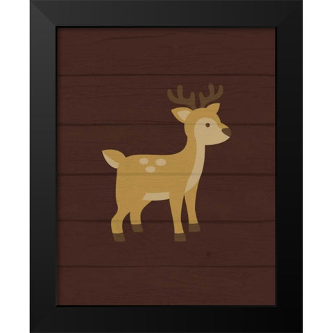 Woodland Deer Black Modern Wood Framed Art Print by Robinson, Tamara