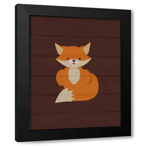 Woodland Fox Black Modern Wood Framed Art Print with Double Matting by Robinson, Tamara