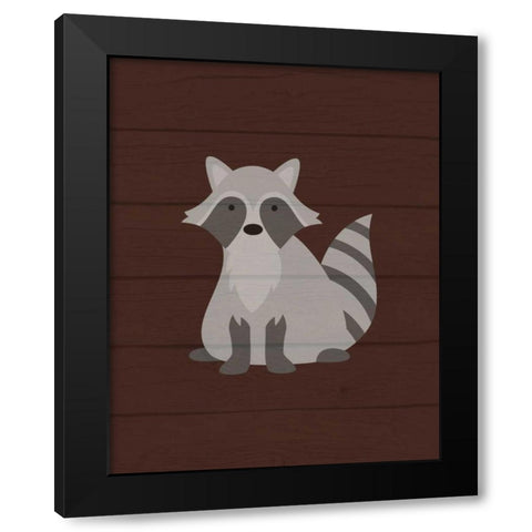 Woodland Raccoon Black Modern Wood Framed Art Print by Robinson, Tamara