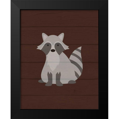 Woodland Raccoon Black Modern Wood Framed Art Print by Robinson, Tamara