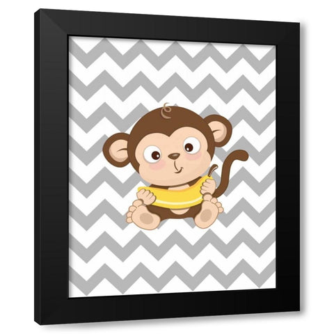 Monkey II Black Modern Wood Framed Art Print with Double Matting by Robinson, Tamara