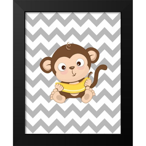 Monkey II Black Modern Wood Framed Art Print by Robinson, Tamara