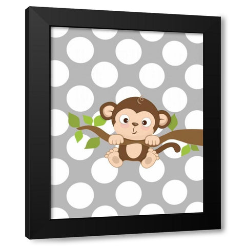 Monkey III Black Modern Wood Framed Art Print by Robinson, Tamara