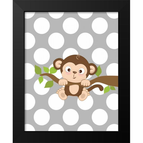 Monkey III Black Modern Wood Framed Art Print by Robinson, Tamara