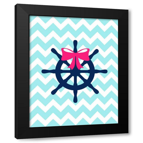 Wheel Bow Chevron Black Modern Wood Framed Art Print by Robinson, Tamara