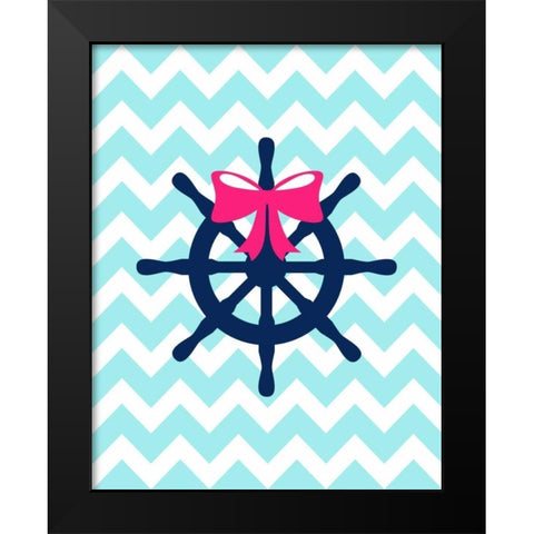 Wheel Bow Chevron Black Modern Wood Framed Art Print by Robinson, Tamara