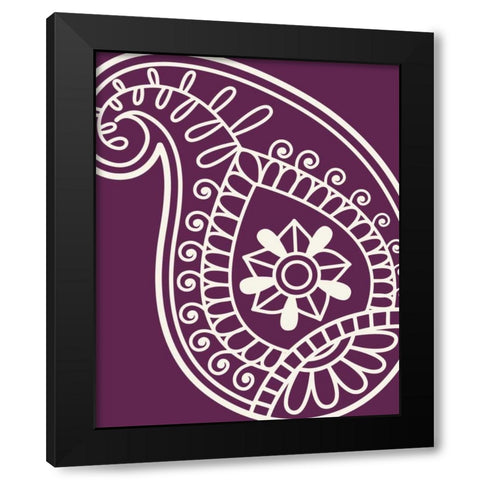 Paisley Feather IV Black Modern Wood Framed Art Print with Double Matting by Robinson, Tamara