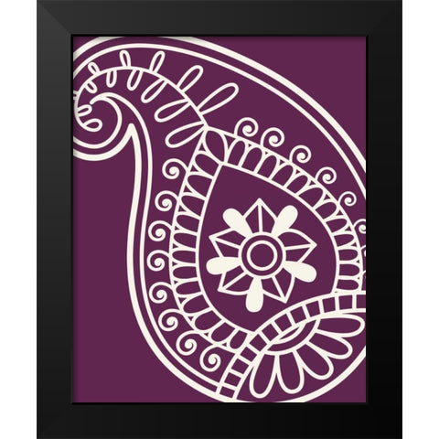 Paisley Feather IV Black Modern Wood Framed Art Print by Robinson, Tamara