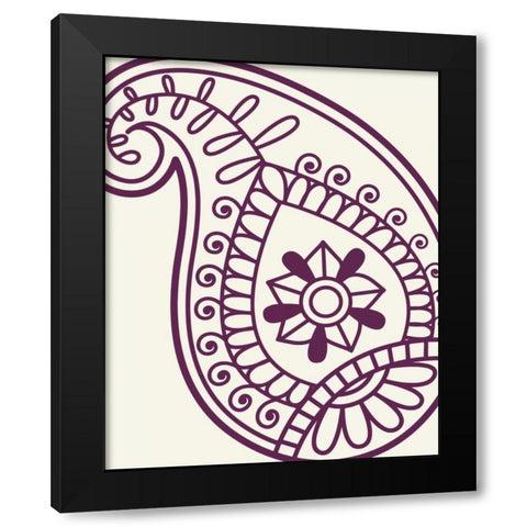 Paisley Feather V Black Modern Wood Framed Art Print by Robinson, Tamara