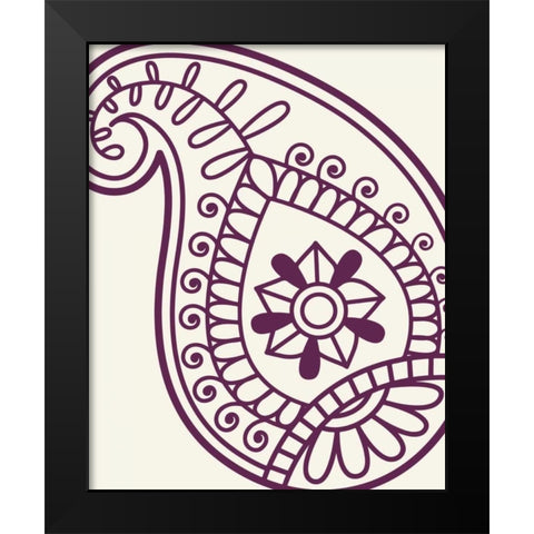 Paisley Feather V Black Modern Wood Framed Art Print by Robinson, Tamara