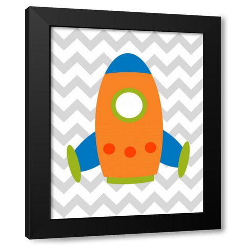 Chevron Rocket I Black Modern Wood Framed Art Print by Robinson, Tamara