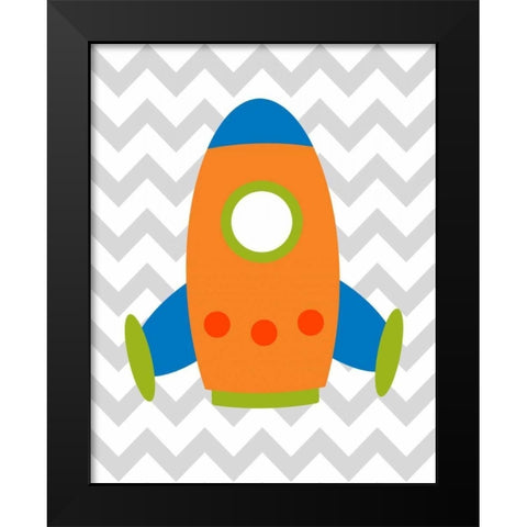 Chevron Rocket I Black Modern Wood Framed Art Print by Robinson, Tamara