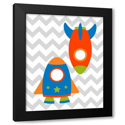 Chevron Rocket II Black Modern Wood Framed Art Print with Double Matting by Robinson, Tamara