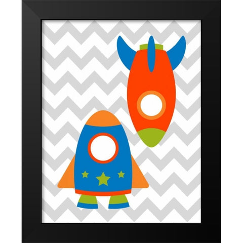 Chevron Rocket II Black Modern Wood Framed Art Print by Robinson, Tamara
