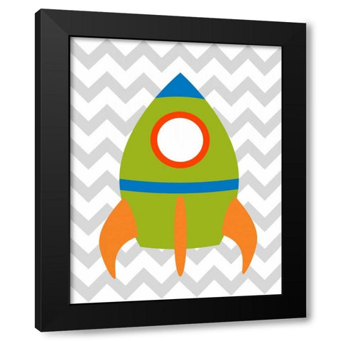 Chevron Rocket III Black Modern Wood Framed Art Print by Robinson, Tamara
