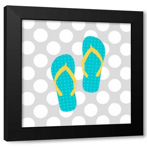 Beach Bathroom II Black Modern Wood Framed Art Print by Robinson, Tamara