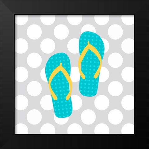 Beach Bathroom II Black Modern Wood Framed Art Print by Robinson, Tamara