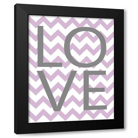 Love Chevron Black Modern Wood Framed Art Print with Double Matting by Robinson, Tamara