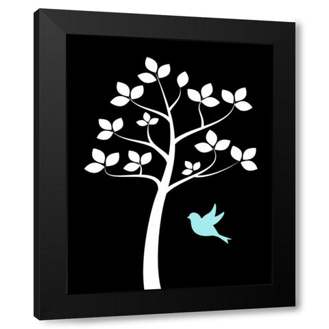 Girl Bird Tree II Black Modern Wood Framed Art Print by Robinson, Tamara