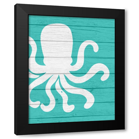 Octopus Black Modern Wood Framed Art Print with Double Matting by Robinson, Tamara
