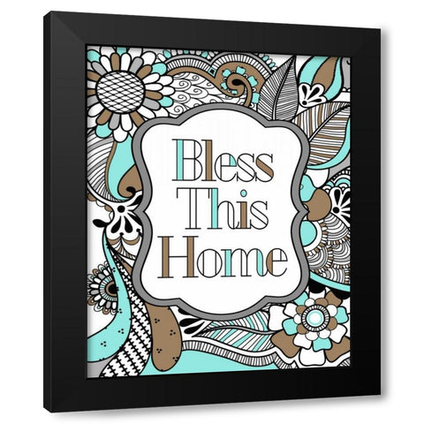 Bless This Home Color Black Modern Wood Framed Art Print with Double Matting by Robinson, Tamara