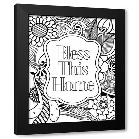 Bless This Home Black Modern Wood Framed Art Print with Double Matting by Robinson, Tamara