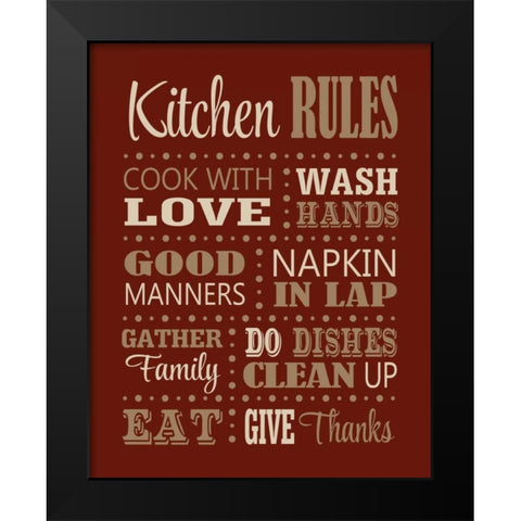 Kitchen Rules Black Modern Wood Framed Art Print by Robinson, Tamara