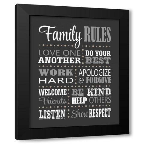 Family Rules II Black Modern Wood Framed Art Print by Robinson, Tamara