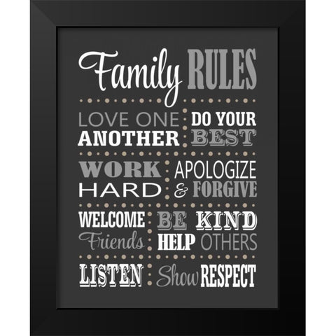Family Rules II Black Modern Wood Framed Art Print by Robinson, Tamara