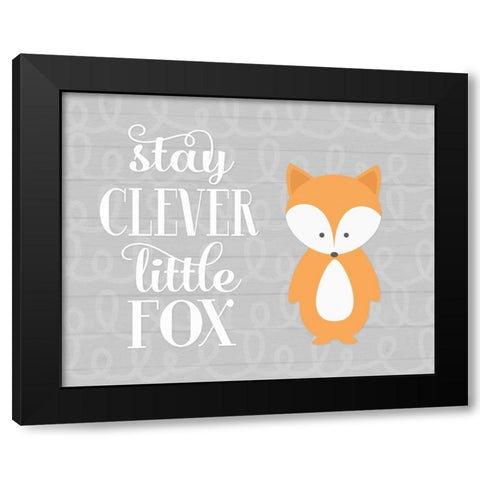 Stay Clever Fox Black Modern Wood Framed Art Print by Robinson, Tamara