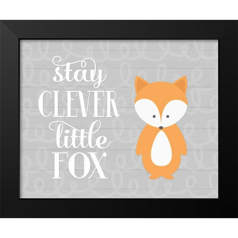 Stay Clever Fox Black Modern Wood Framed Art Print by Robinson, Tamara
