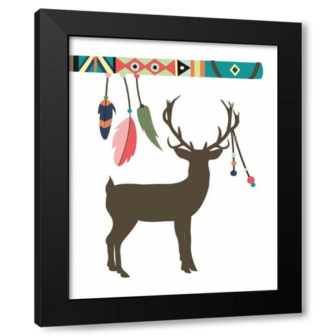 Deer Feathers Black Modern Wood Framed Art Print with Double Matting by Robinson, Tamara