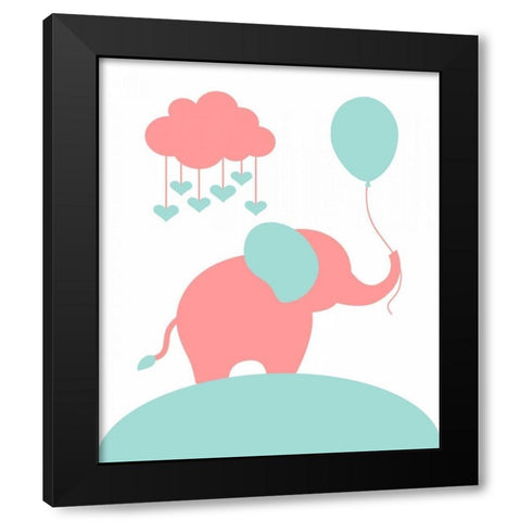 Elephant Black Modern Wood Framed Art Print by Robinson, Tamara