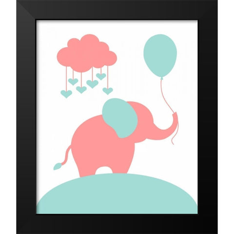 Elephant Black Modern Wood Framed Art Print by Robinson, Tamara