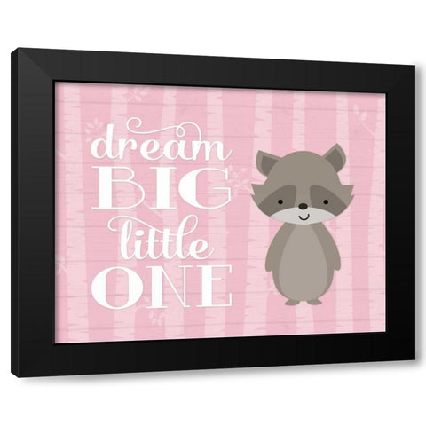 Dream Big Raccoon - Pink Black Modern Wood Framed Art Print with Double Matting by Robinson, Tamara