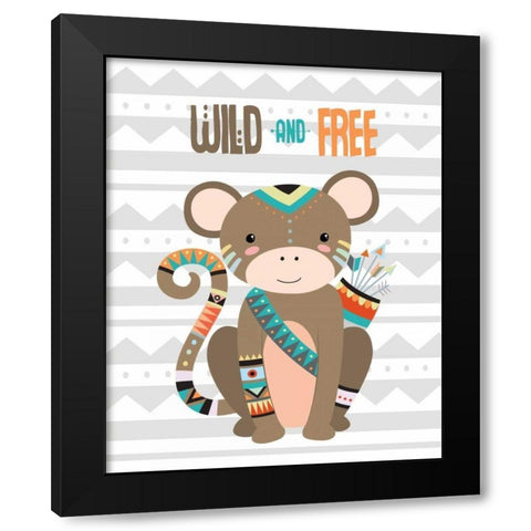 Tribal Monkey I Black Modern Wood Framed Art Print by Robinson, Tamara