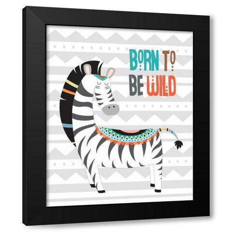 Tribal Zebra Black Modern Wood Framed Art Print by Robinson, Tamara