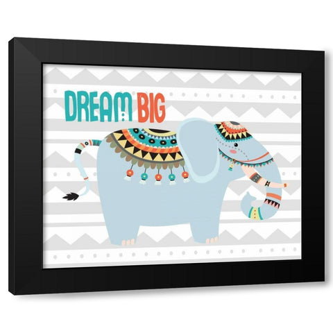 Tribal Elephant Black Modern Wood Framed Art Print by Robinson, Tamara