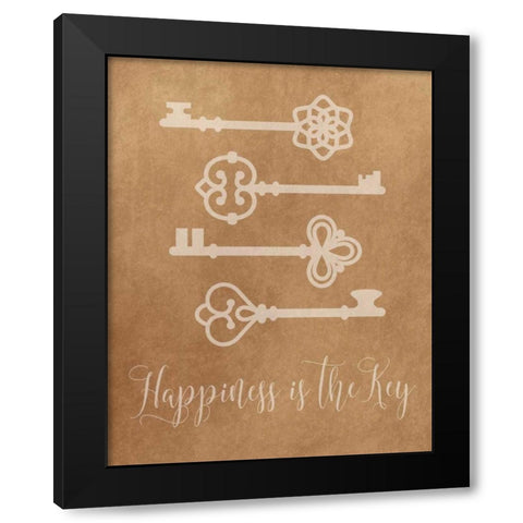 Happiness is the Key Black Modern Wood Framed Art Print by Robinson, Tamara
