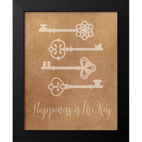 Happiness is the Key Black Modern Wood Framed Art Print by Robinson, Tamara