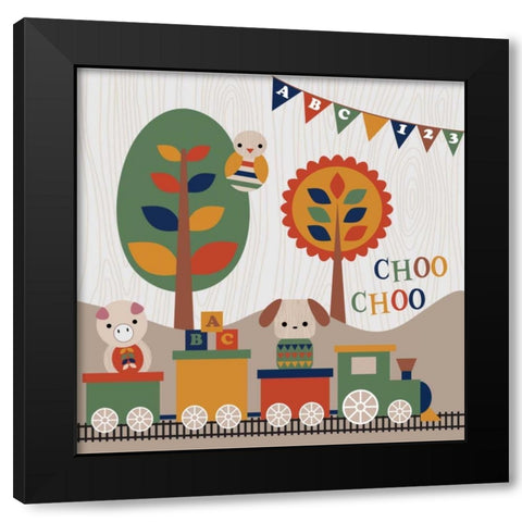 Toy Box Train Black Modern Wood Framed Art Print by Robinson, Tamara