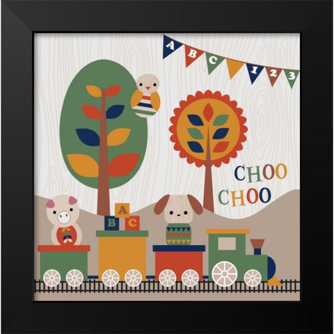 Toy Box Train Black Modern Wood Framed Art Print by Robinson, Tamara