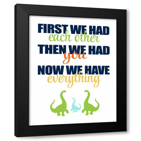 Dinosaur Family Black Modern Wood Framed Art Print by Robinson, Tamara