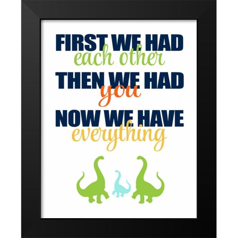 Dinosaur Family Black Modern Wood Framed Art Print by Robinson, Tamara
