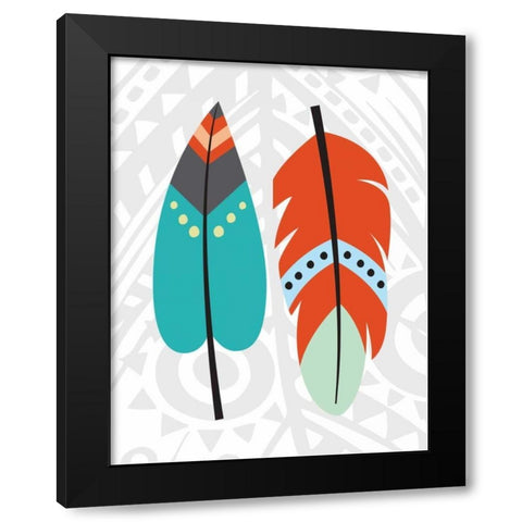 Tribal Feather Black Modern Wood Framed Art Print by Robinson, Tamara