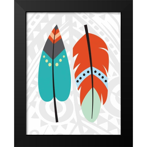 Tribal Feather Black Modern Wood Framed Art Print by Robinson, Tamara